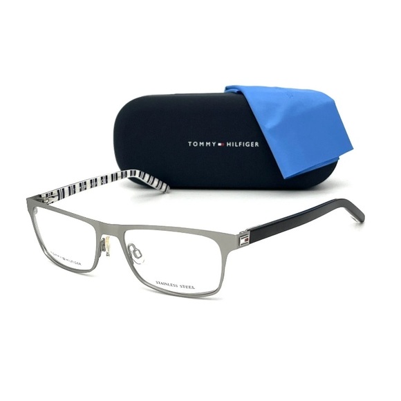 TOMMY HILFIGER TH1067 DPG Silver Black / Demo Lens 52mm Eyeglasses - Picture 1 of 4